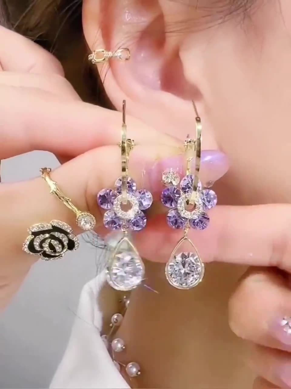 Flower Droplet Crystal Earring