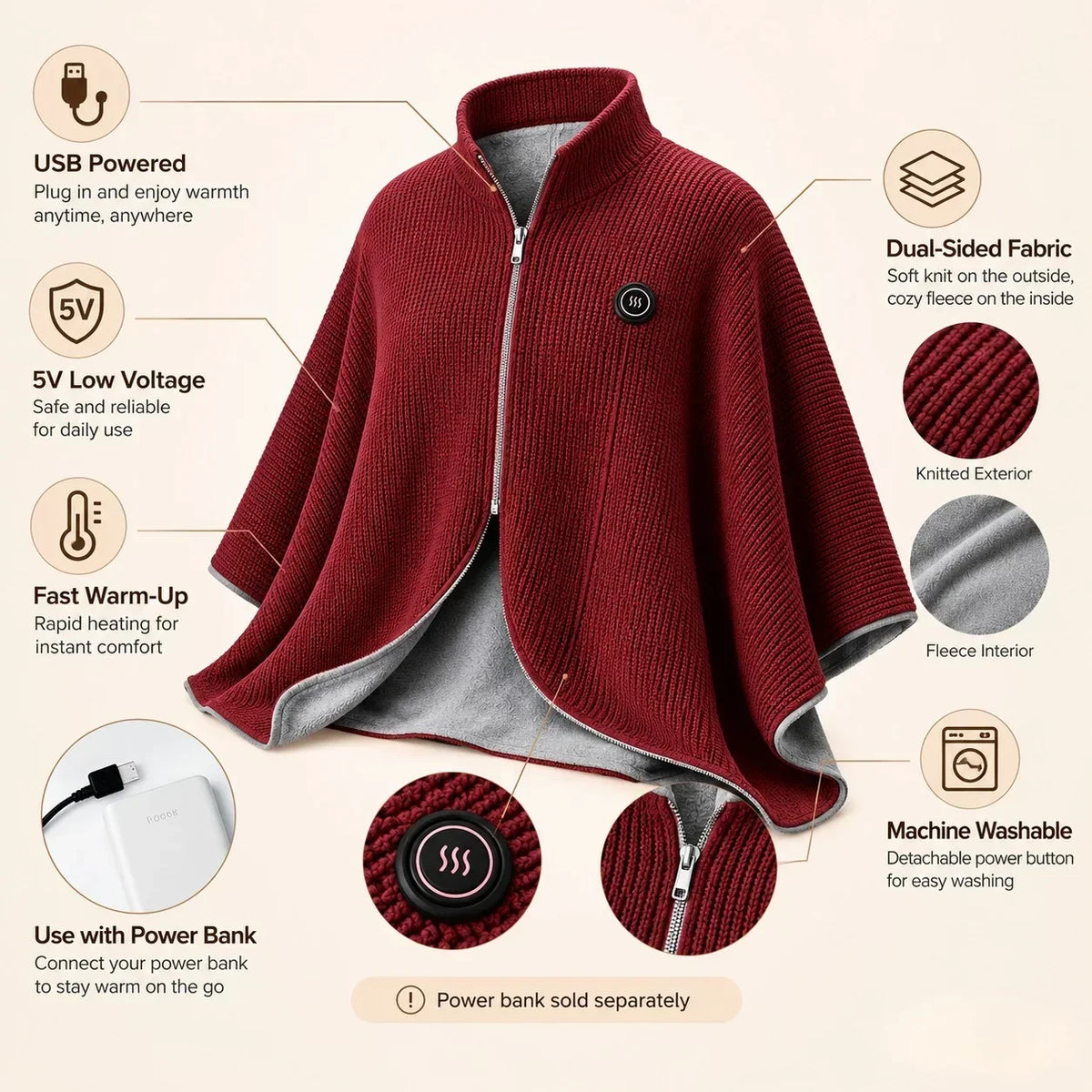 Portable Electric Heated Blanket & Shawl – product image