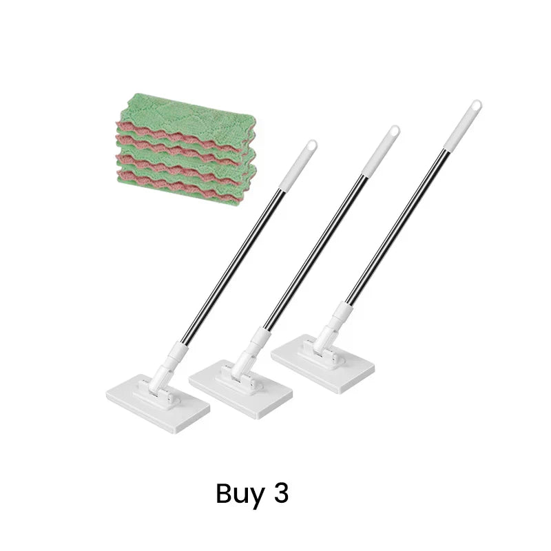 Flat Mop with Stainless Steel Handle, come with Reusable Washable Mop Cloths🏆