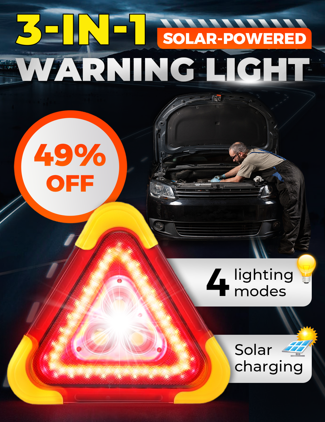 Portable Roadside Warning & Work Light – product image