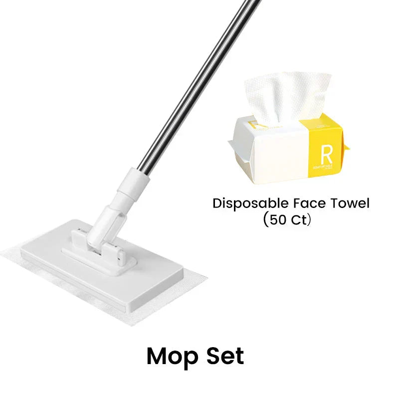 Flat Mop with Stainless Steel Handle, come with Reusable Washable Mop Cloths🏆