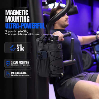 🧲Magnetic Gym Organiser Bag – 9kg Tested Hold, Bottle & Phone Storage with Crossbody Strap