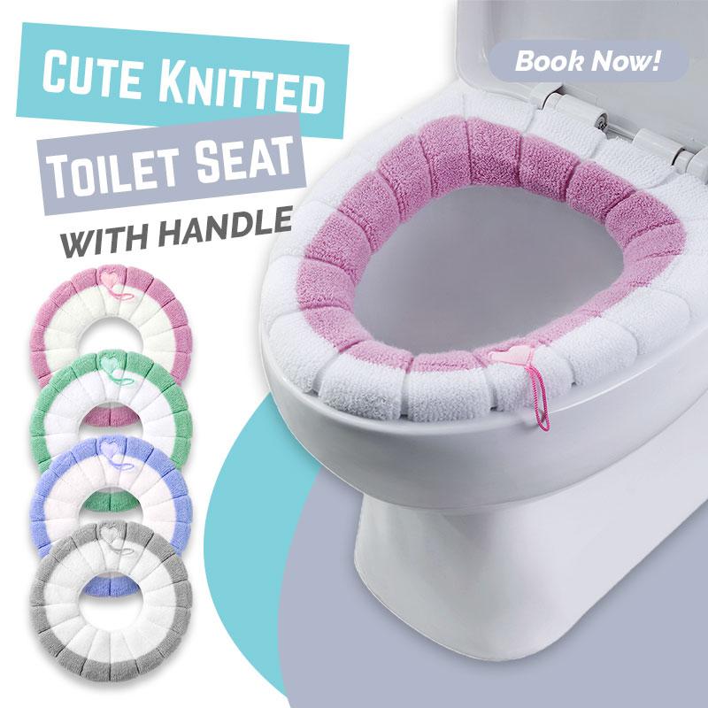 Knitted Toilet Seat Cover with Handle – product image