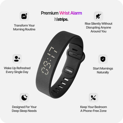 ⌚ Alaskatag® Silent Vibration Alarm Clock - Wrist-Worn Wake-Up Device for Heavy Sleepers, Avoids Disturbing Partners, 2 Intensity Levels, Up to 10 Alarms, 40+ Day Rechargeable Battery