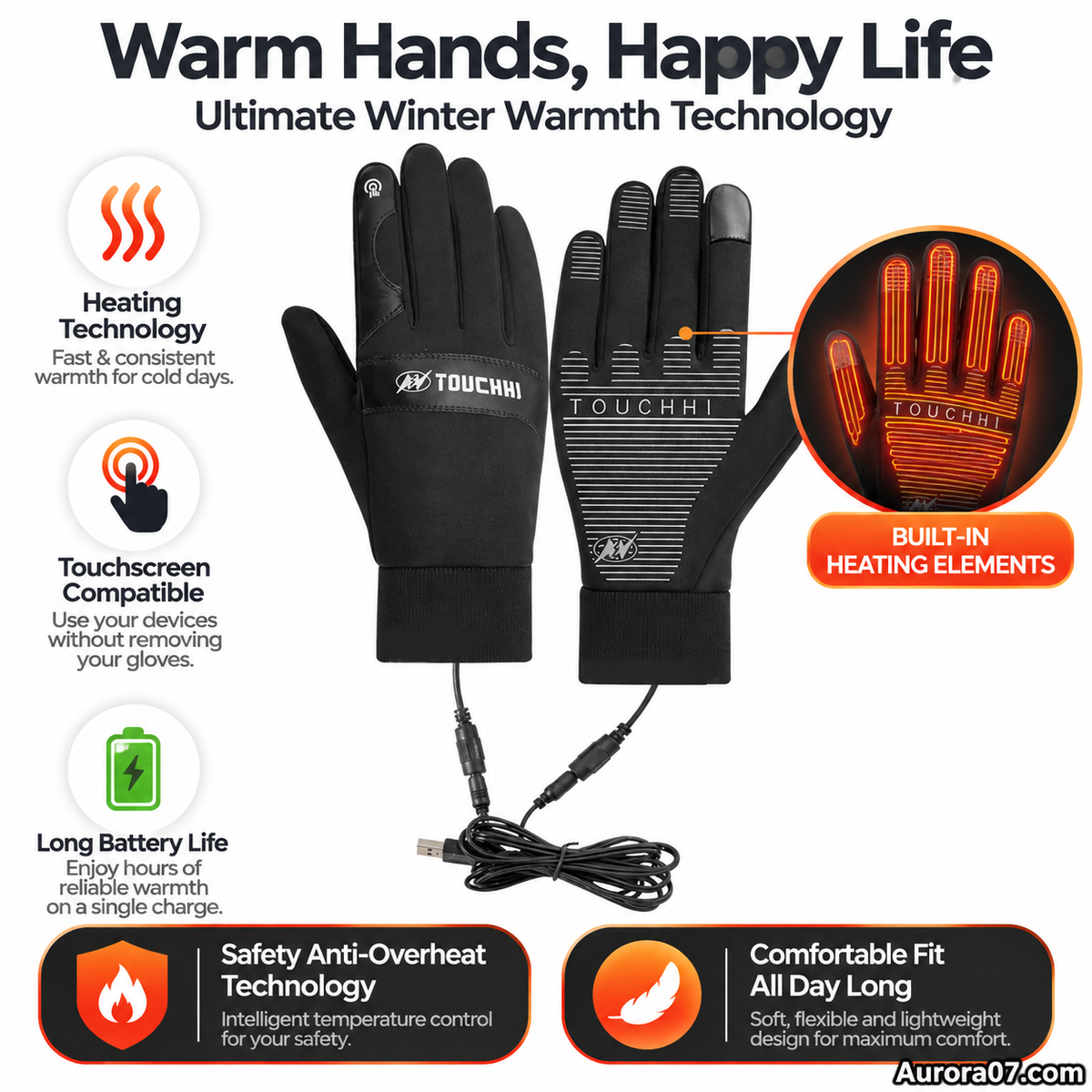 USB-Powered Heated Winter Gloves – product image