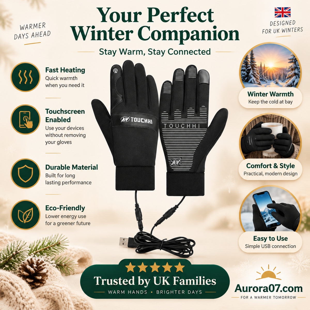 USB-Powered Heated Winter Gloves – product image