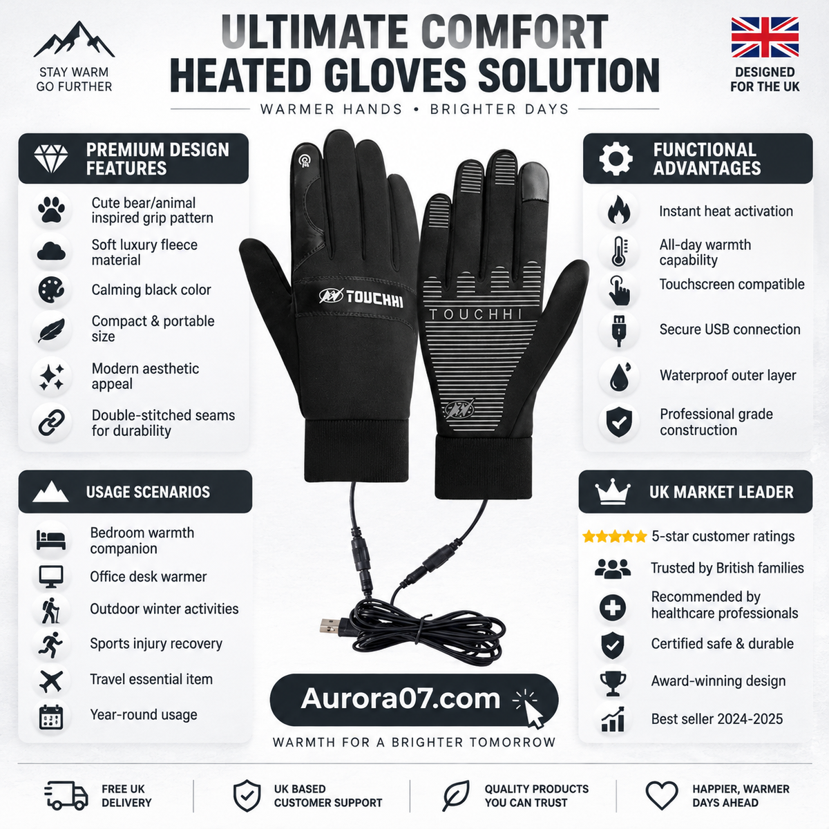 USB-Powered Heated Winter Gloves – product image