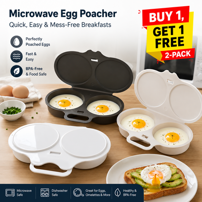 🔥Limited-Time Offer: Buy One, Get One Free🎁-🍳 Microwave Egg Poacher for Quick and Easy Breakfasts