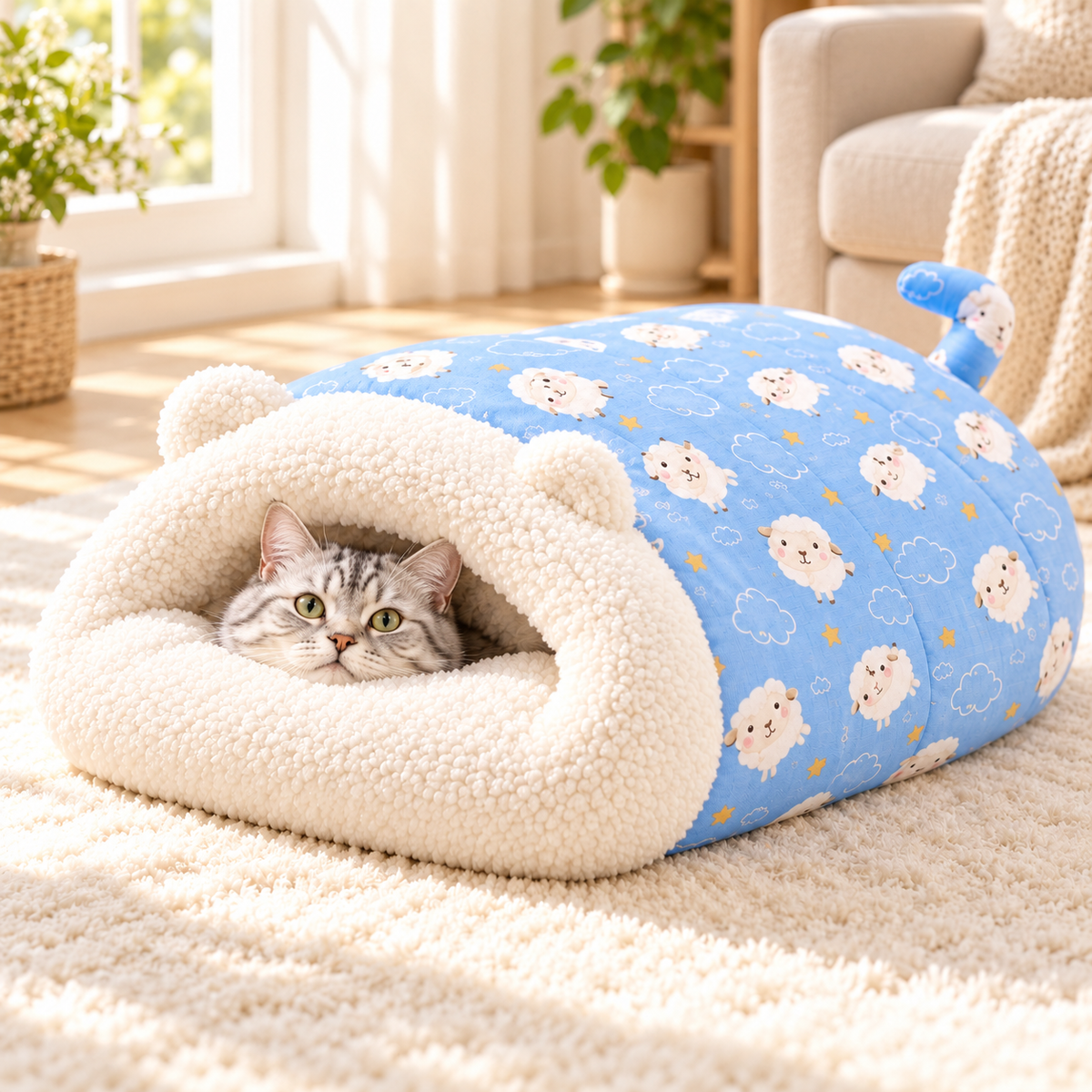 Semi-Enclosed Plush Pet Bed – product image