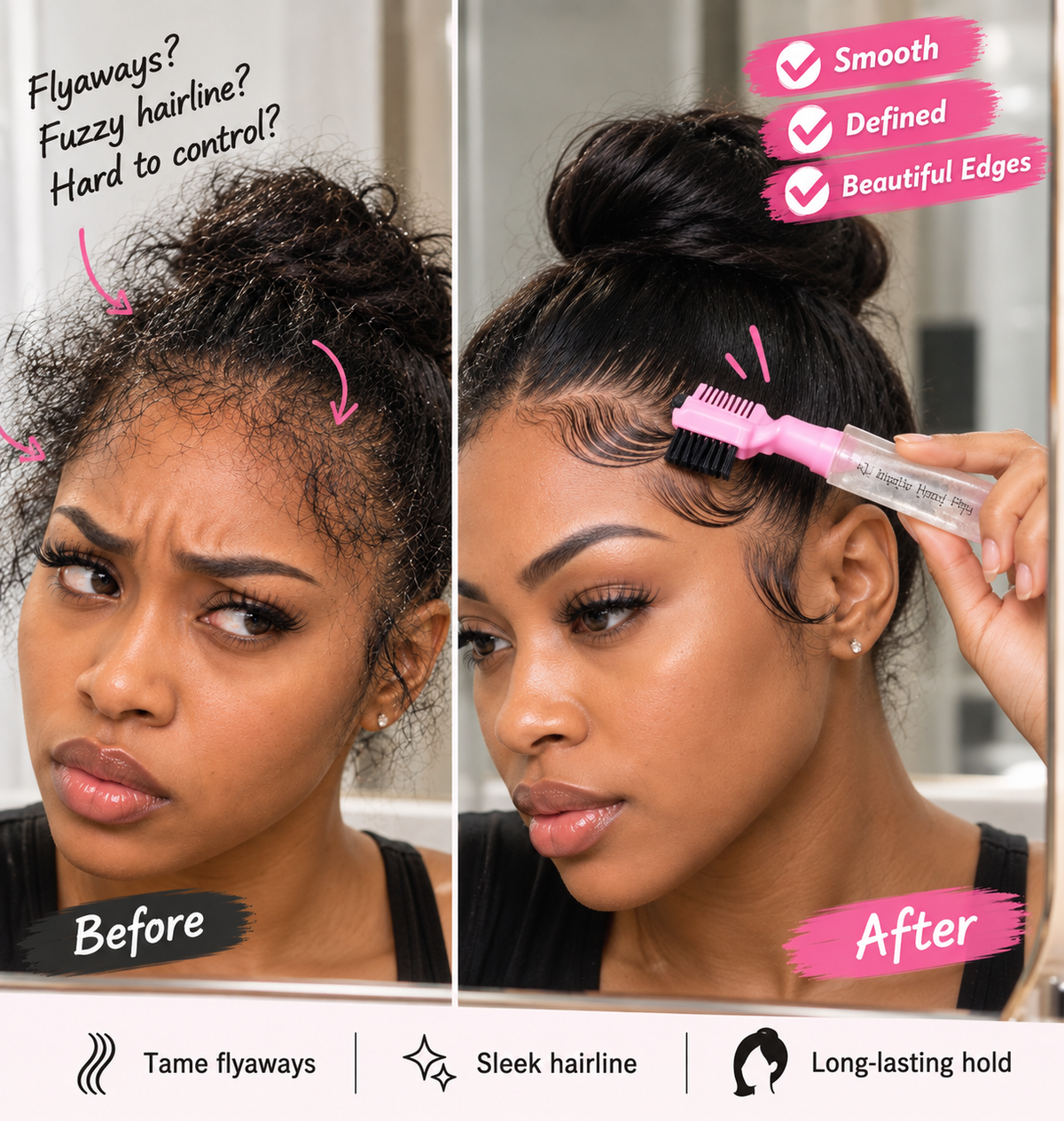 Hair Edge Brush with Refillable Gel Dispenser – product image