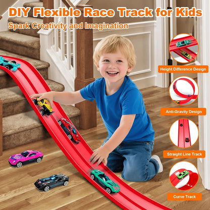 🏎️ Flexible Racing Track Set with 4 Cars for Build-Your-Own Adventures