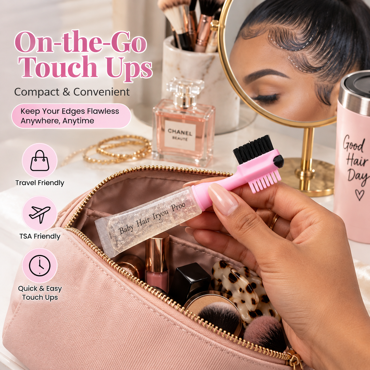 Hair Edge Brush with Refillable Gel Dispenser – product image