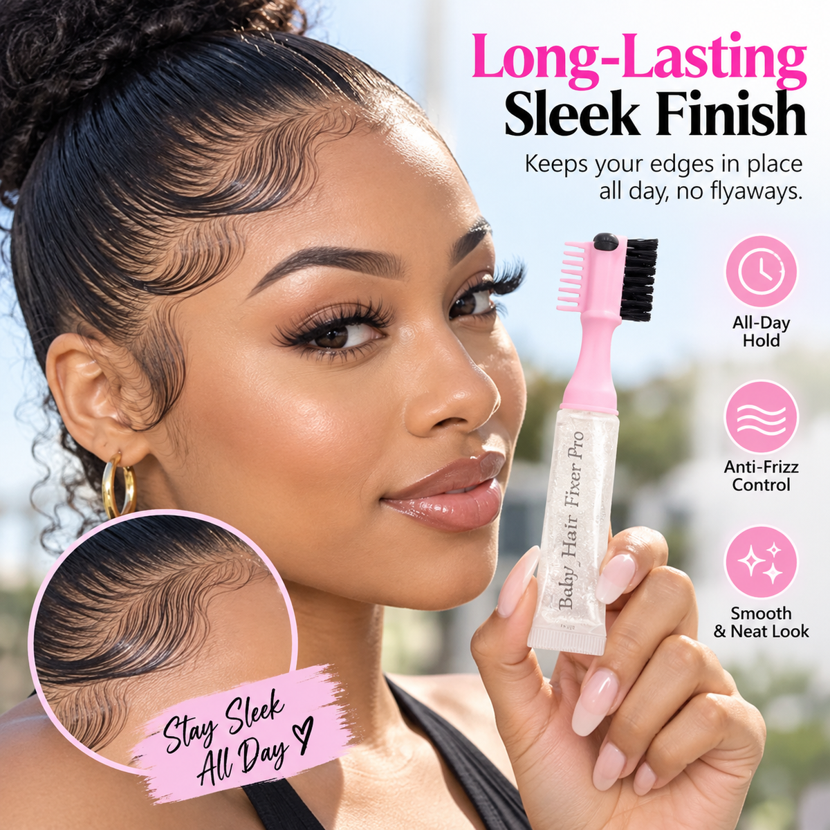 Hair Edge Brush with Refillable Gel Dispenser – product image