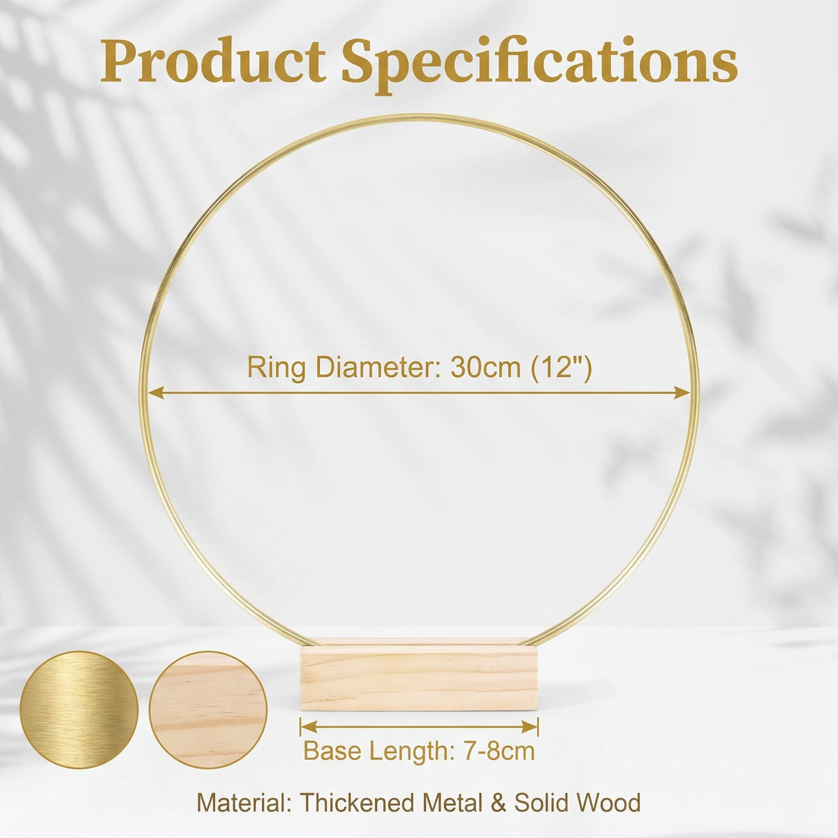 Gold-Tone Decorative Hoop with Wooden Stand – product image