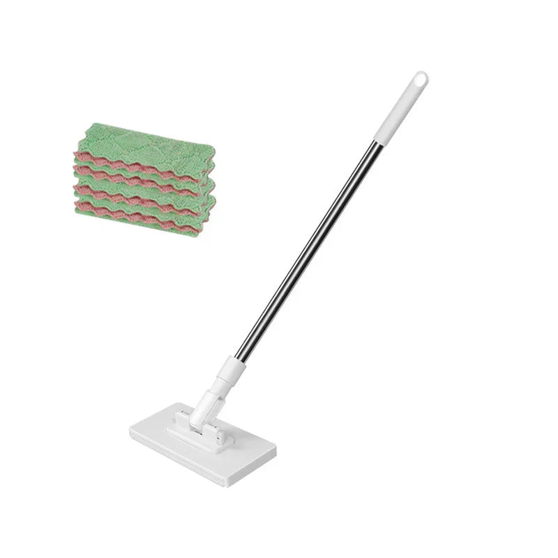 Flat Mop with Stainless Steel Handle, come with Reusable Washable Mop Cloths🏆