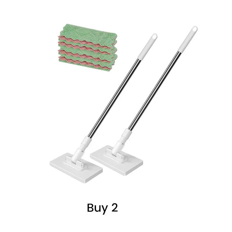 Flat Mop with Stainless Steel Handle, come with Reusable Washable Mop Cloths🏆