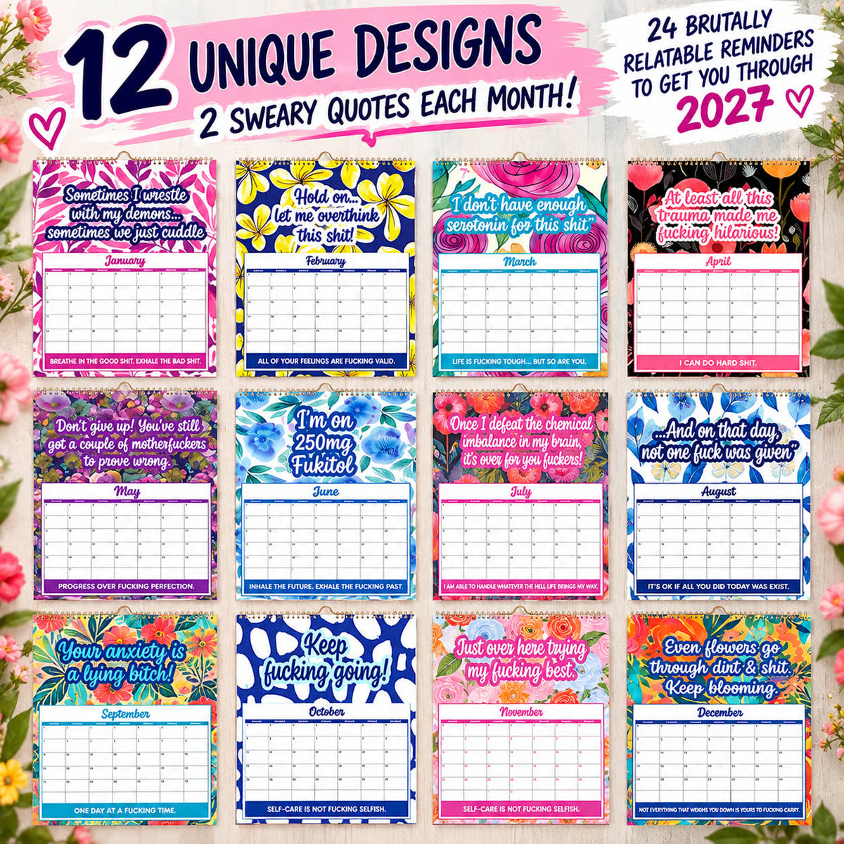 2027 Sweary Humor Wall Calendar – product image