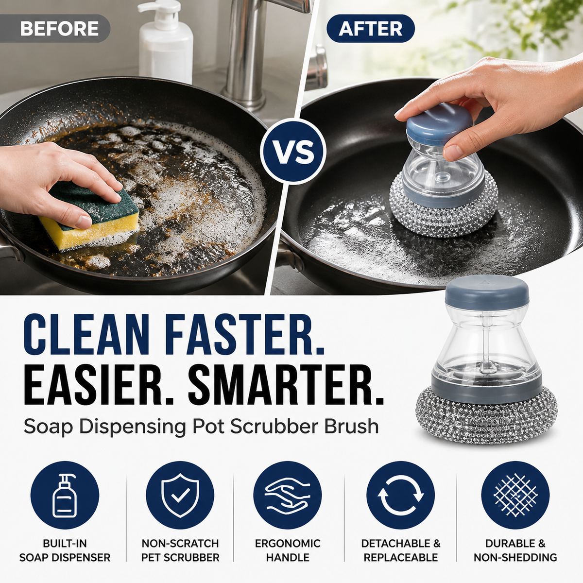 Soap-Dispensing Dish Scrubber – product image