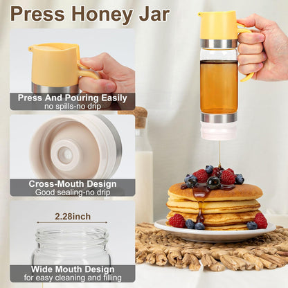 ✨9oz No-Drip Glass Honey & Syrup Dispenser