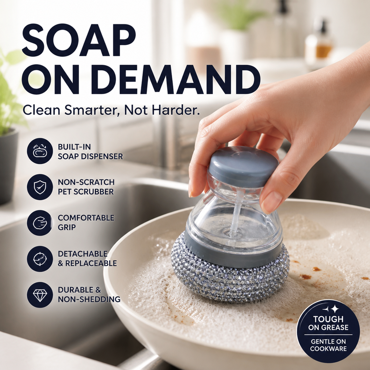 Soap-Dispensing Dish Scrubber – product image