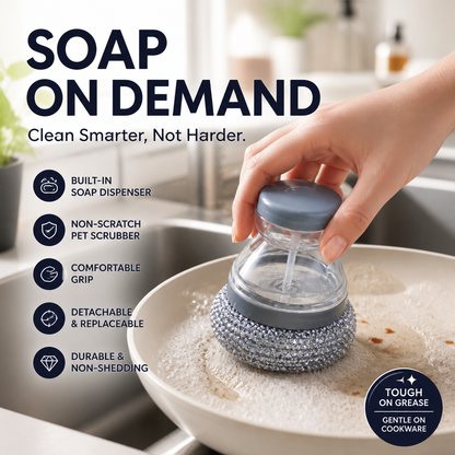 🥳HOT SALE🥳💞10K+ SOLD! Scrubber Brush! Built-in soap, non-scratch & ergonomic. Clean pots easily – grab yours! ✅