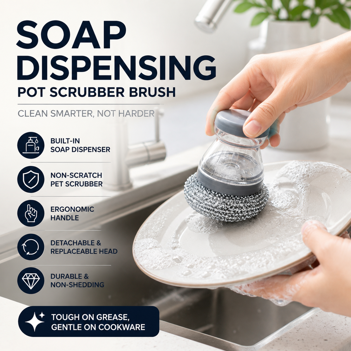 Soap-Dispensing Dish Scrubber – product image