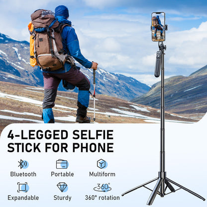 Extendable Selfie Stick with Quadpod – product image