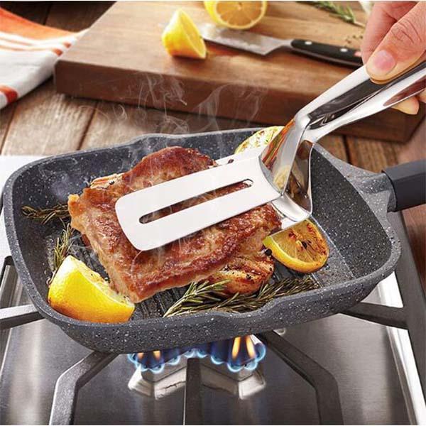Stainless Steel Kitchen Tongs with Spatula – product image