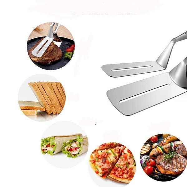 Stainless Steel Kitchen Tongs with Spatula – product image