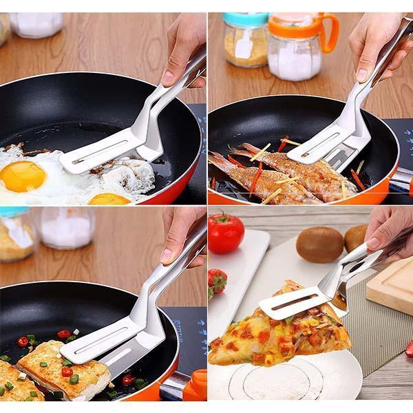 Stainless Steel Kitchen Tongs with Spatula – product image