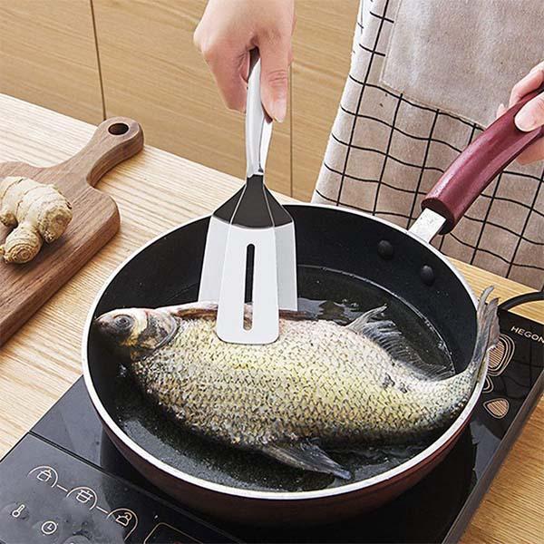 Stainless Steel Kitchen Tongs with Spatula – product image
