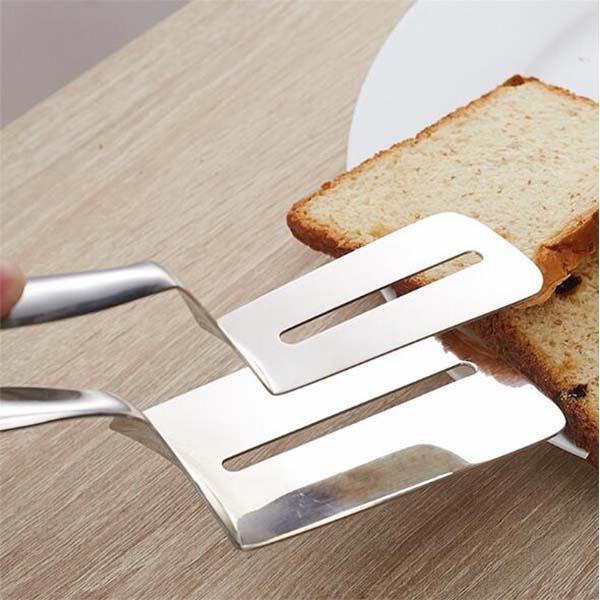 Stainless Steel Kitchen Tongs with Spatula – product image