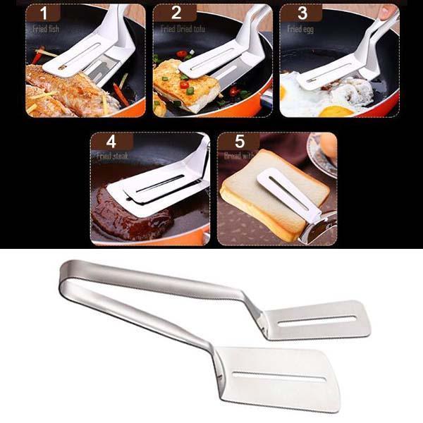 Stainless Steel Kitchen Tongs with Spatula – product image