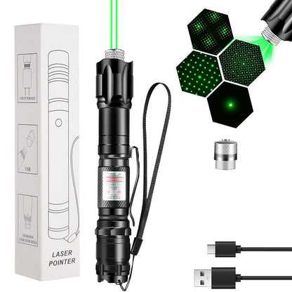🔦 Rechargeable Red or Green Laser Pointer with Pattern Heads