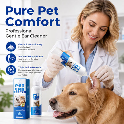 🐾 Gentle Pet Ear Cleaner with Flexible Silicone Applicator