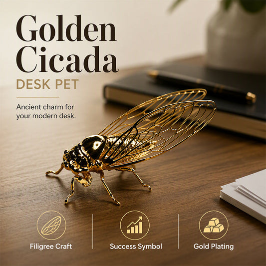 Antique Filigree Cicada Ornament Exquisite Desktop Tea Pet Gift