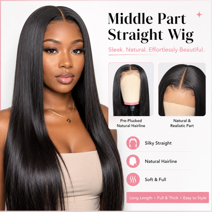 ✨ Pre-Plucked Straight Lace Wig with a Natural-Looking Hairline