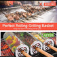 🍖 Stainless Steel Rolling Grilling Basket with Long Handle