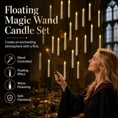 🪄 Floating LED Candles with Magical Wand Remote