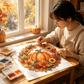 🍂 Autumnal pumpkin wreath with a diamond pattern to hang up – Complete DIY kit