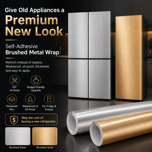 🧊 Brushed-Metal Self-Adhesive Appliance Wrap