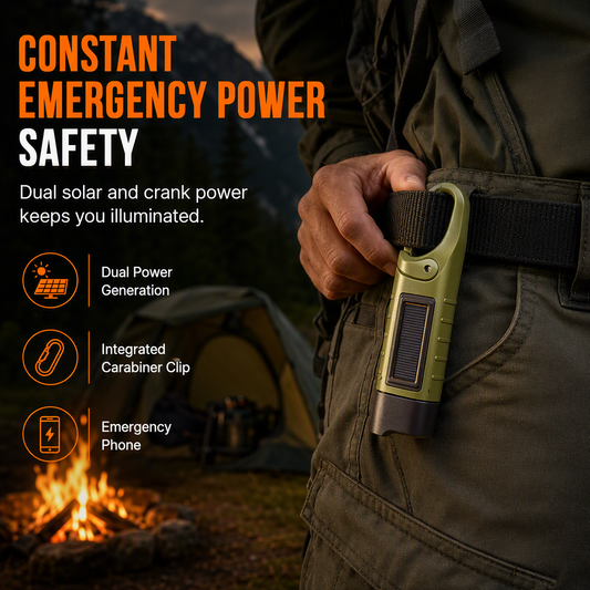 🔦 Hand-Crank Solar Flashlight for Outdoor and Backup Lighting