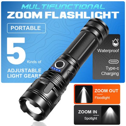🔦 Zoom Flashlight with 5 Light Modes for Outdoor Use