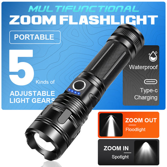 🔦 Zoom Flashlight with 5 Light Modes for Outdoor Use