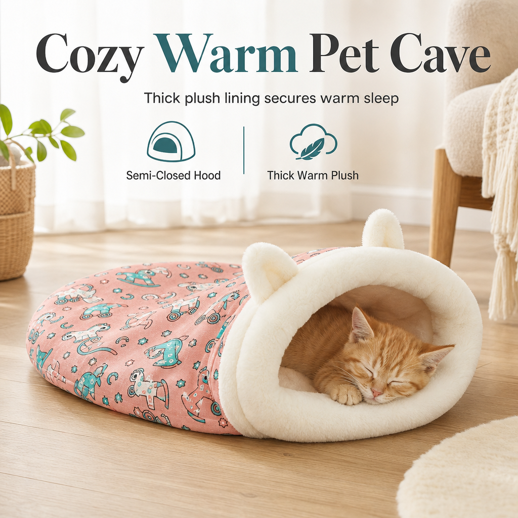 Semi-Enclosed Plush Pet Bed – product image