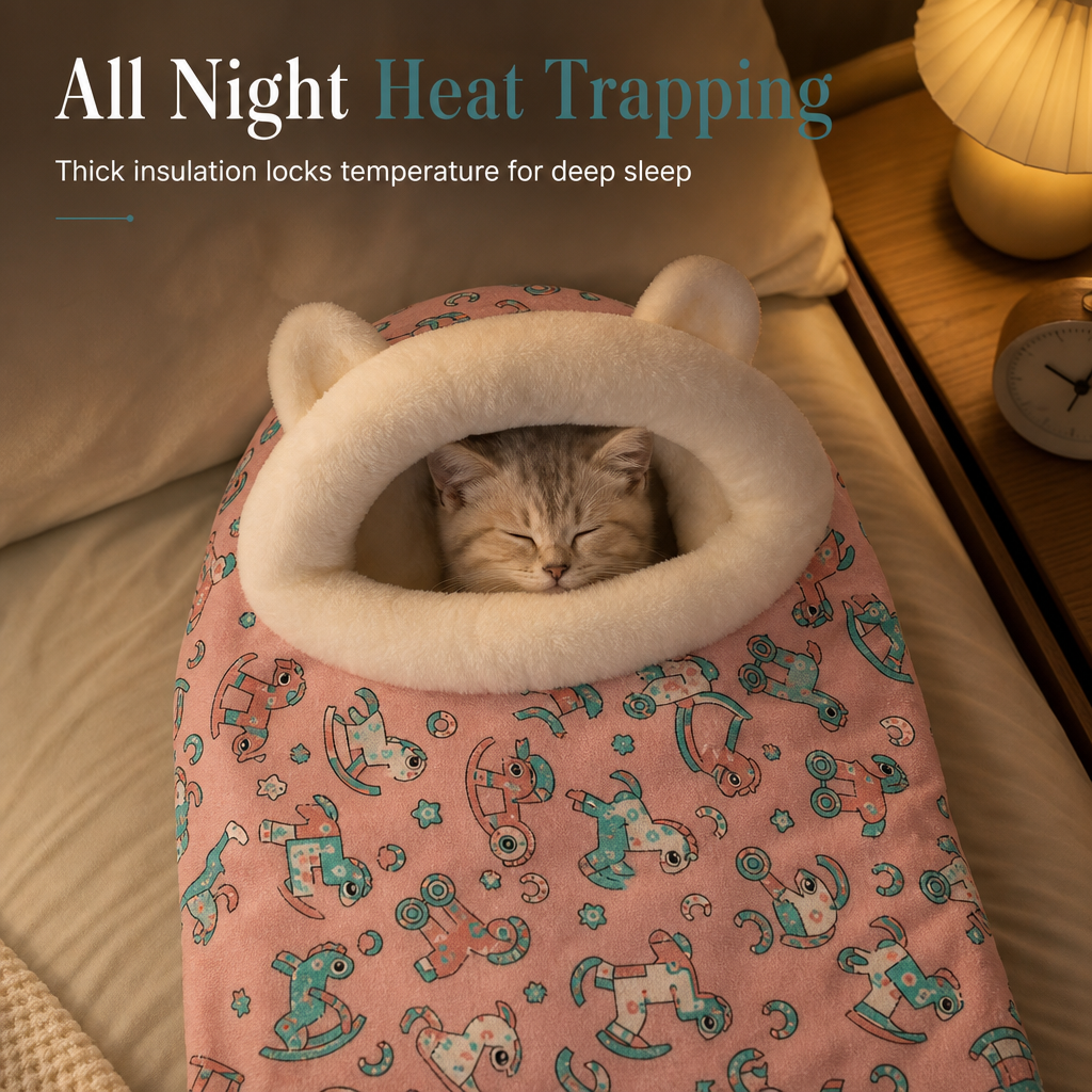 Semi-Enclosed Plush Pet Bed – product image