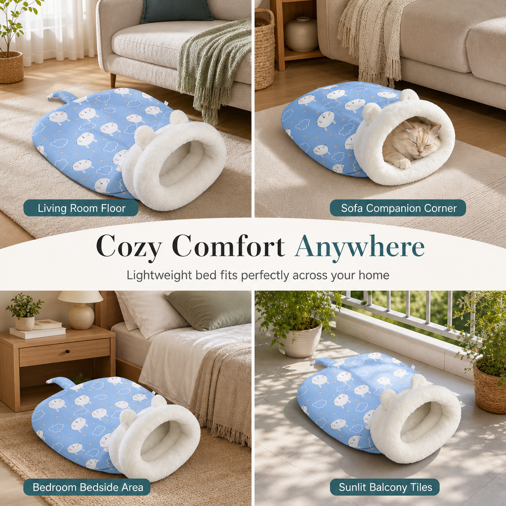 Semi-Enclosed Plush Pet Bed – product image