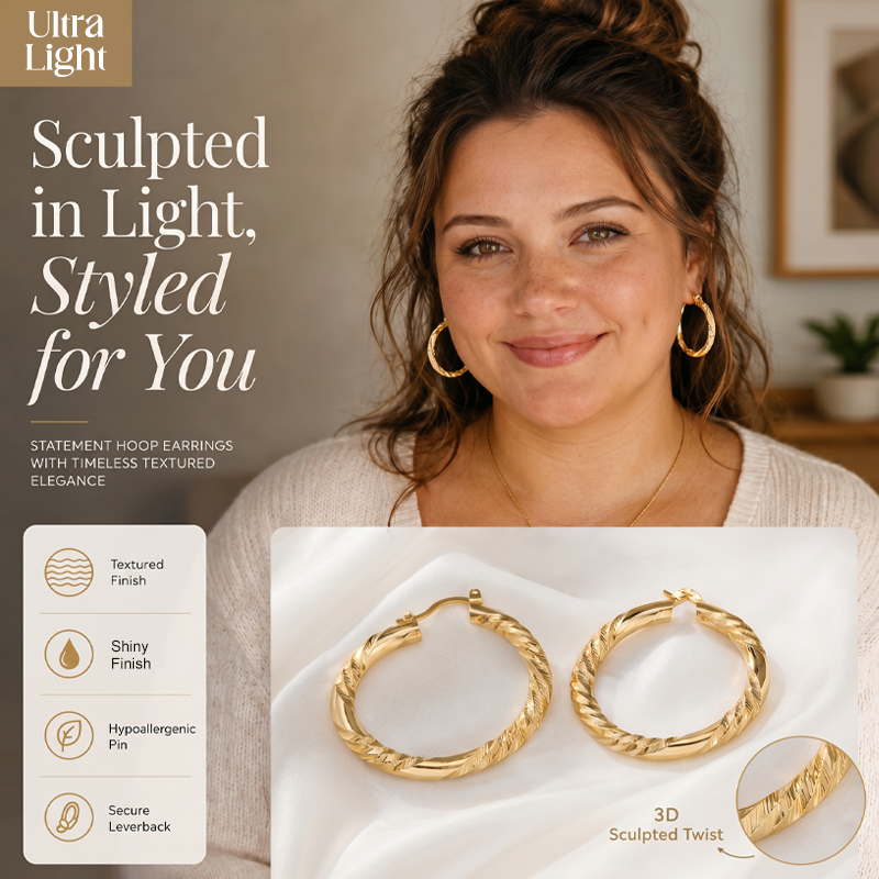 Elegant Twisted Hoop Earrings – product image