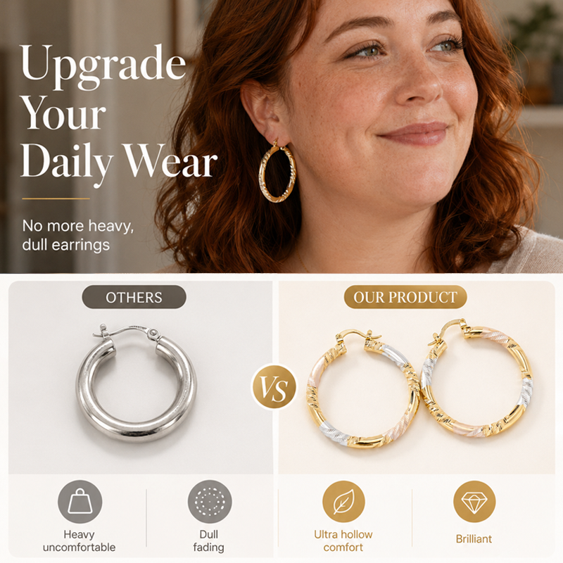 Elegant Twisted Hoop Earrings – product image