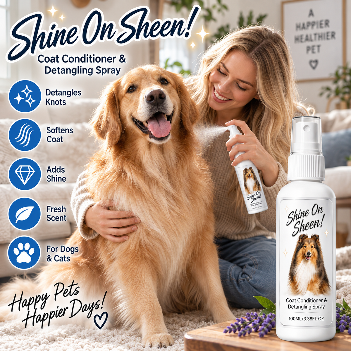 Pet Coat Detangling and Conditioning Spray – product image